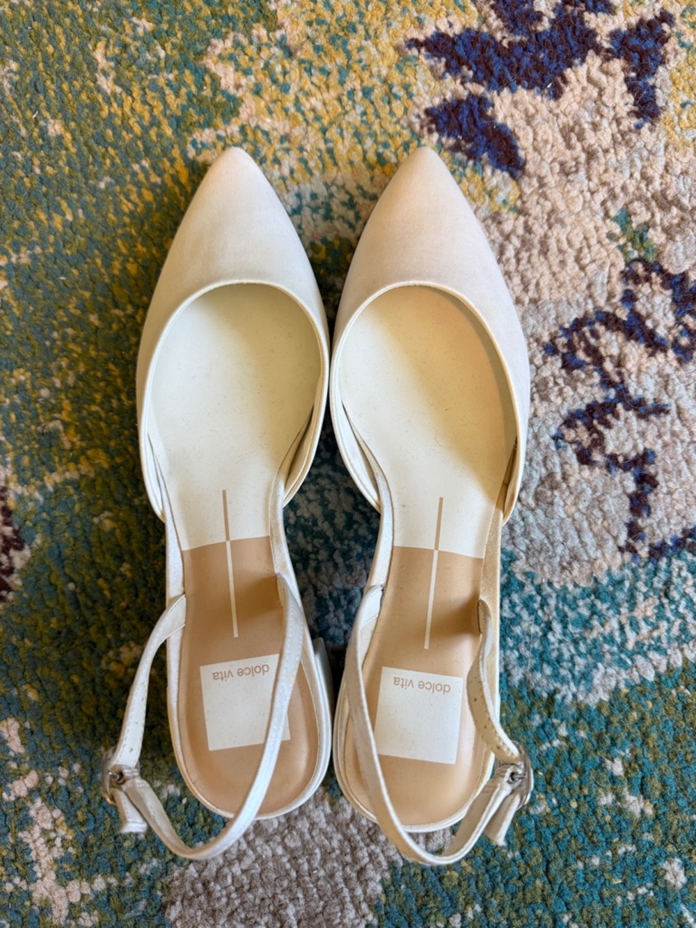 Dolce Vita White Satin Pointed Flats